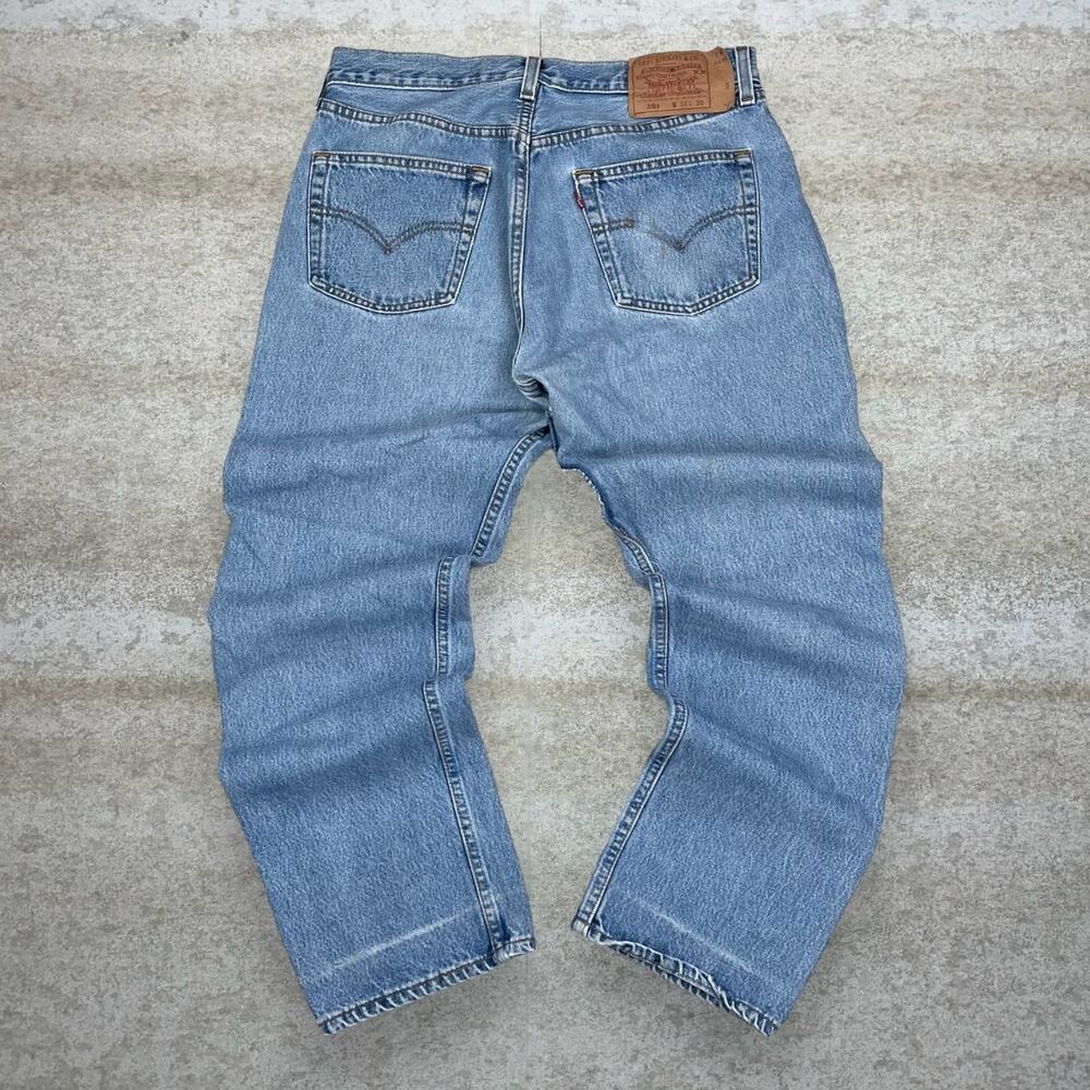 Vintage 90s Levis Jeans 501 34x30 Regular Straight Light Wash Made in USA Button